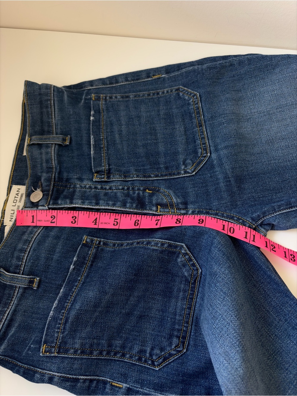 NILI LOTAN Florence Patch Pocket Flare Distressed Jeans Size 28 - Picture 15 of 15